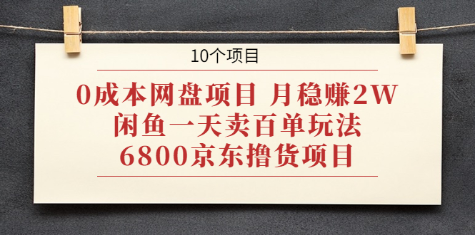0成本网盘项目 月稳赚2W+闲鱼一天卖百单玩法+6800京东撸货项目 (10个项目)-轻创社
