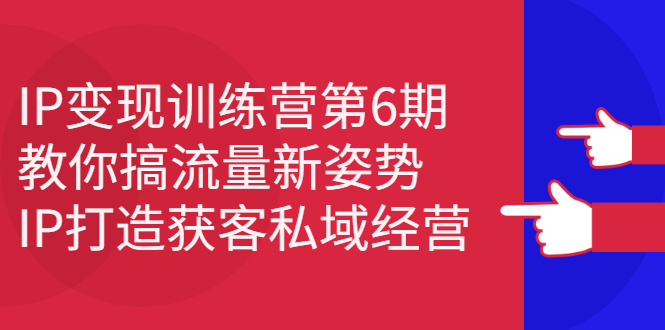 IP变现训练营第6期：教你搞流量新姿势，IP打造获客私域经营-轻创社