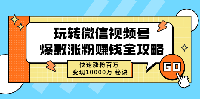 玩转微信视频号爆款涨粉赚钱全攻略，快速涨粉百万 变现10000万 秘诀-轻创社