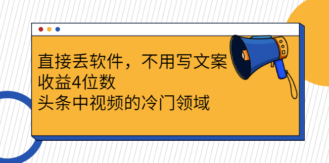 直接丢软件，不用写文案，收益4位数头条中视频的冷门领域-轻创社