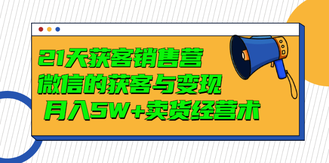 21天获客销售营，带你微信的获客与变现  月入5W+卖货经营术-轻创社