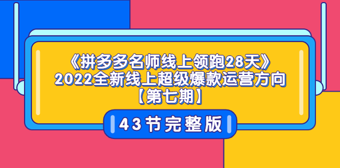 《拼多多名师线上领跑28天》2022全新线上超级爆款运营方向【第七期】43节课-轻创社