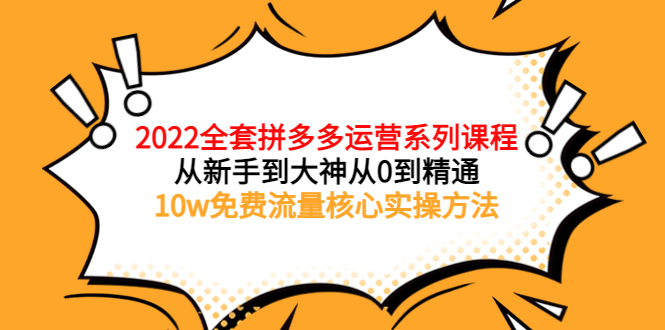 2022全套拼多多运营课程，从新手到大神从0到精通，10w免费流量核心实操方法-轻创社