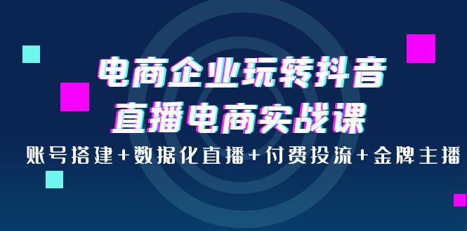 电商企业玩转抖音直播电商实战课：账号搭建+数据化直播+付费投流+金牌主播-轻创社