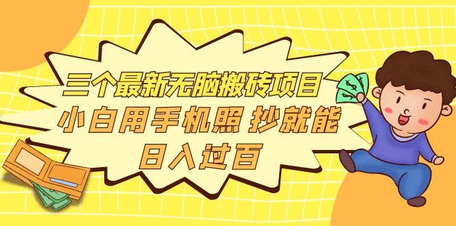 三个最新无脑搬砖项目，小白用手机照抄就能日入过百-轻创社