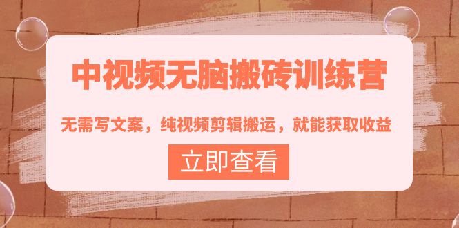 中视频无脑搬砖训练营：无需写文案，纯视频剪辑搬运，就能获取收益！-轻创社