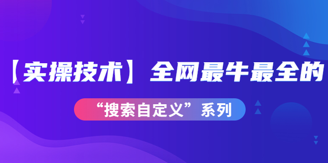 【实操技术】全网最牛最全的“搜索自定义”系列！价值698元-轻创社