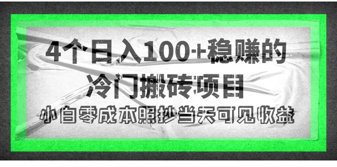 4个稳赚的冷门搬砖项目，每个项目日入100+小白零成本照抄当天可见收益-轻创社