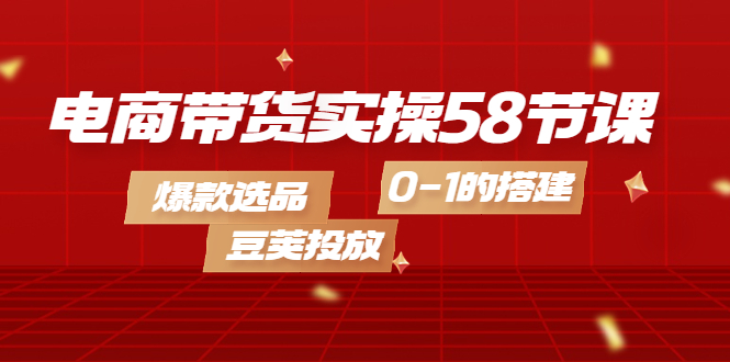 电商带货实操58节课，爆款选品，豆荚投放，0-1的搭建-轻创社