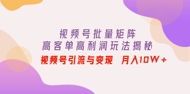 视频号批量矩阵的高客单高利润玩法揭秘： 视频号引流与变现 月入10W+-轻创社