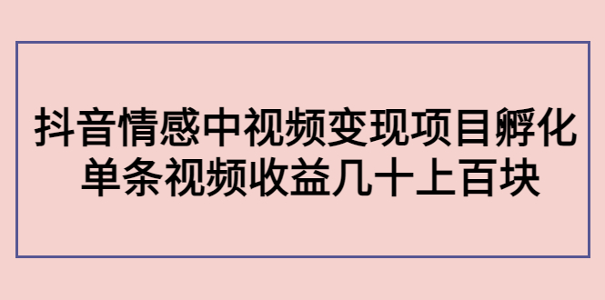 黄岛主副业孵化营第5期：抖音情感中视频变现项目孵化 单条视频收益几十上百-轻创社