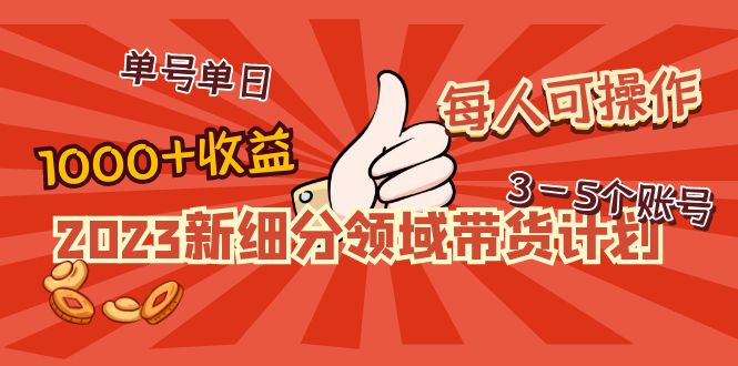 2023新细分领域带货计划：单号单日1000+收益不难，每人可操作3-5个账号-轻创社