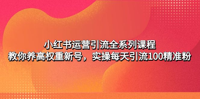 小红书运营引流全系列课程：教你养高权重新号，实操每天引流100精准粉-轻创社