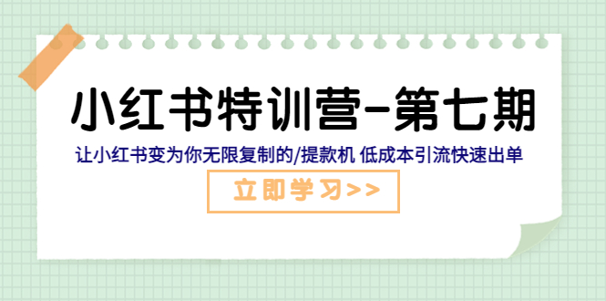 小红书特训营-第七期 让小红书变为你无限复制的/提款机 低成本引流快速出单-轻创社
