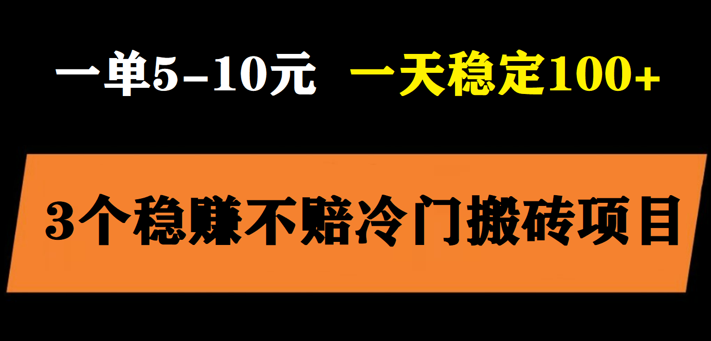 3个最新稳定的冷门搬砖项目，小白无脑照抄当日变现日入过百-轻创社