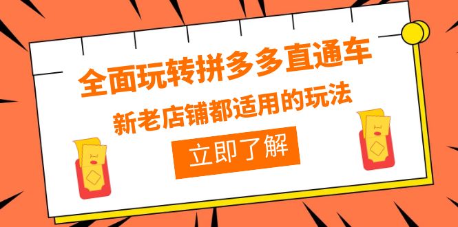 全面玩转拼多多直通车，新老店铺都适用的玩法-轻创社
