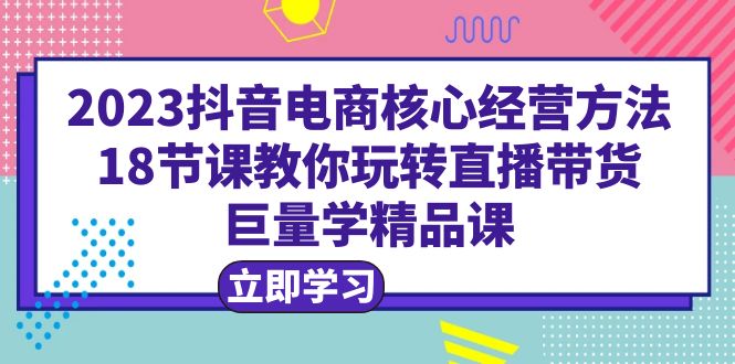 2023抖音电商核心经营方法：18节课教你玩转直播带货，巨量学精品课-轻创社