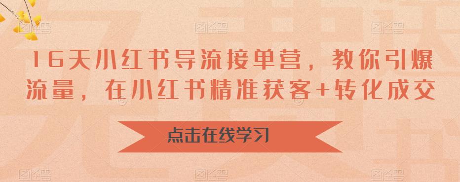 16天-小红书 导流接单营，教你引爆流量，在小红书精准获客+转化成交-轻创社