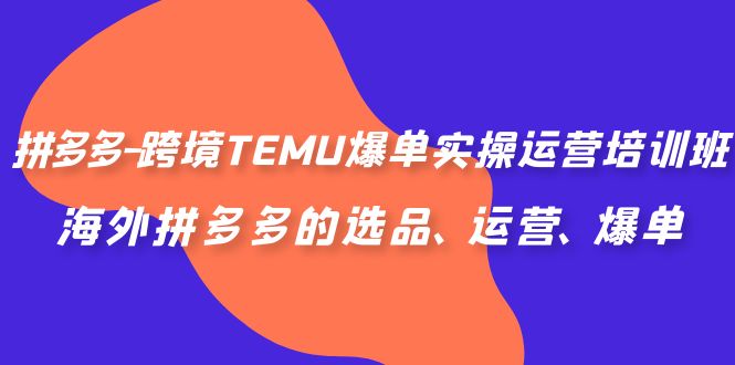 拼多多-跨境TEMU爆单实操运营培训班，海外拼多多的选品、运营、爆单-轻创社
