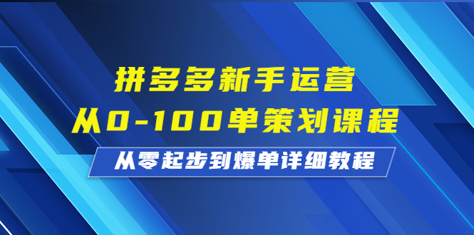 拼多多新手运营从0-100单策划课程，从零起步到爆单详细教程-轻创社