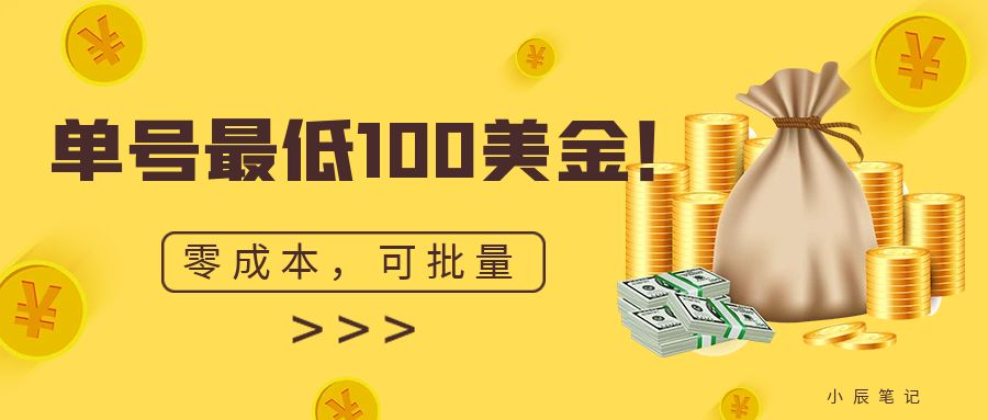 单号最低100美金，零成本，小白无脑操作。可复制，可扩大。-轻创社