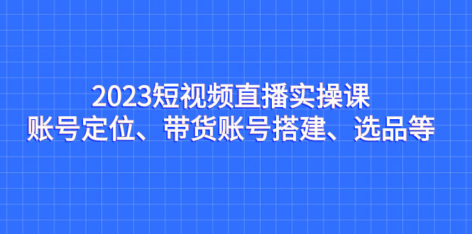 2023短视频直播实操课，账号定位、带货账号搭建、选品等-轻创社