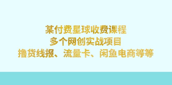 某付费星球课程：多个网创实战项目，撸货线报、流量卡、闲鱼电商等等-轻创社
