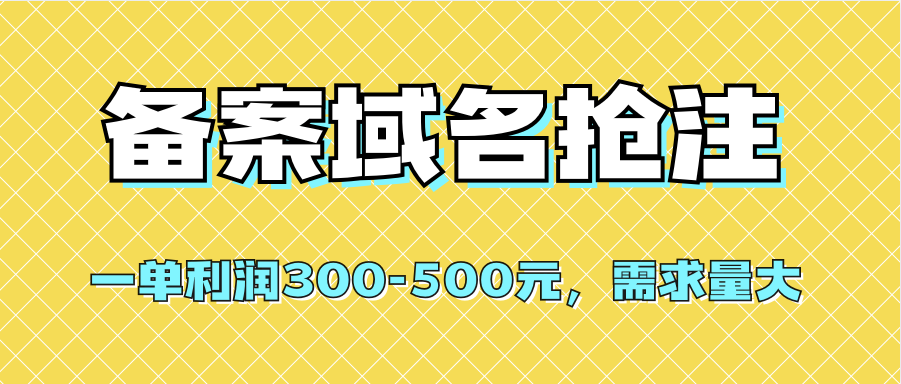 【全网首发】备案域名抢注，一单利润300-500元，需求量大-轻创社