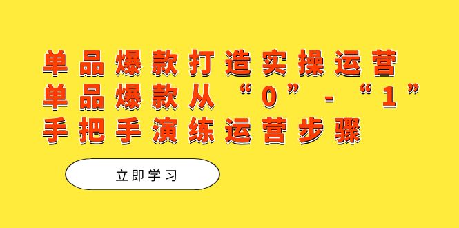 单品爆款打造实操运营，单品爆款从“0”-“1”手把手演练运营步骤-轻创社