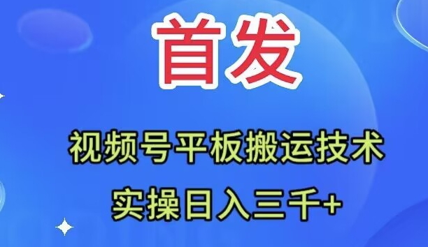 全网首发：视频号平板搬运技术，实操日入三千＋-轻创社