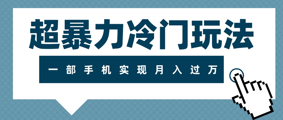 超暴力冷门玩法，可长期操作，一部手机实现月入过万-轻创社
