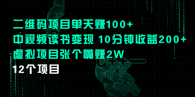 二维码项目单天赚100+中视频读书变现 10分钟收益200+虚拟项目张个嘴赚2W-轻创社