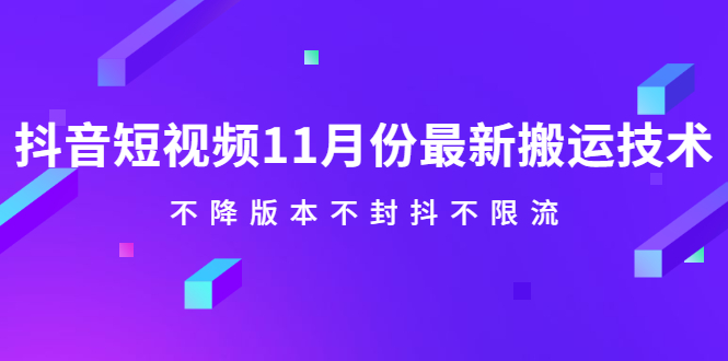 抖音短视频11月份最新搬运技术，不降版本不封抖不限流！【视频课程】-轻创社