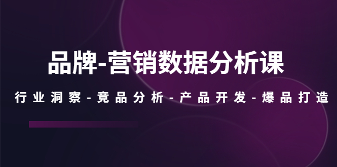 品牌-营销数据分析课，行业洞察-竞品分析-产品开发-爆品打造-轻创社