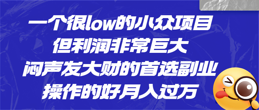 一个很low的小众项目，但利润非常巨大，闷声发大财的首选副业，月入过万-轻创社