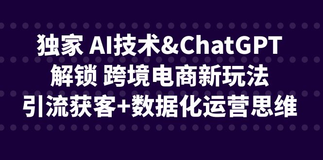 独家 AI技术&ChatGPT解锁 跨境电商新玩法，引流获客+数据化运营思维-轻创社
