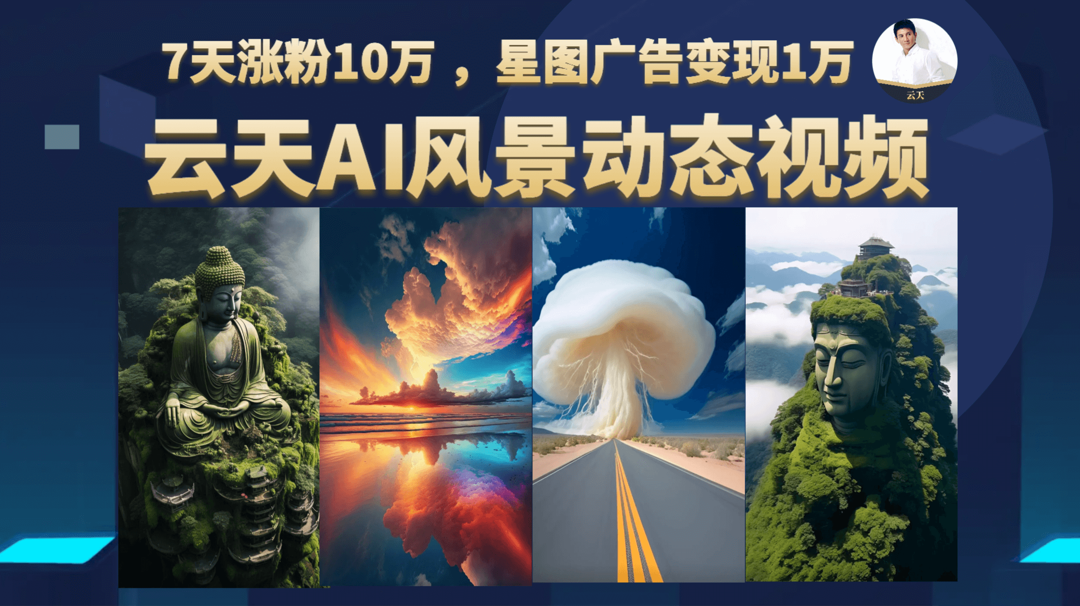 云天AI风景动图视频制作，7天涨粉10万 ，星图广告变现1万-轻创社