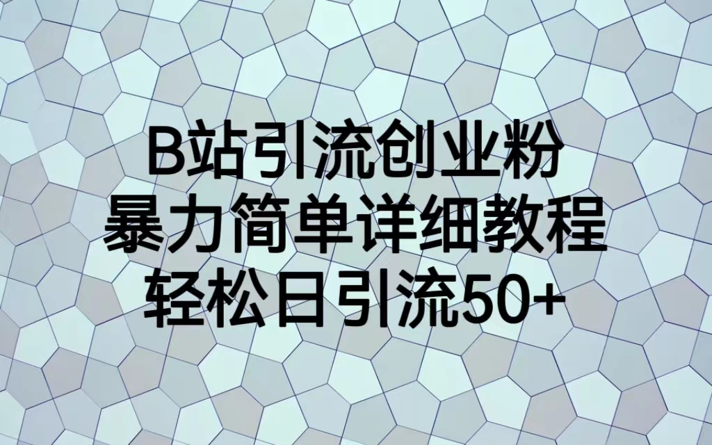 B站引流创业粉，暴力简单详细教程，轻松日引流50+-轻创社
