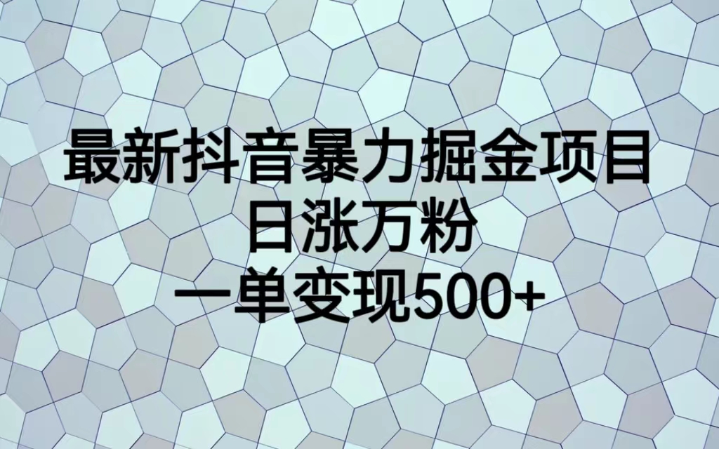 最新抖音暴力掘金项目，日涨万粉，一单变现500+-轻创社