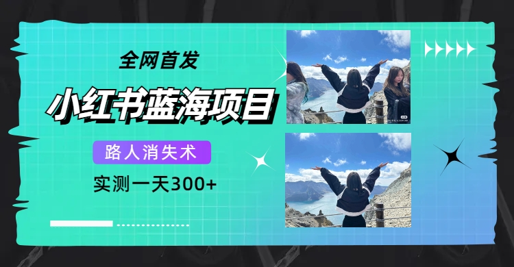 全网首发，小红书蓝海项目，路人消失术，实测一天300+-轻创社