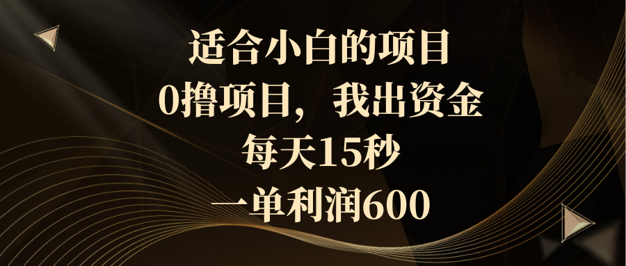适合小白的项目，0撸项目，我出资金，每天15秒，一单利润600-轻创社