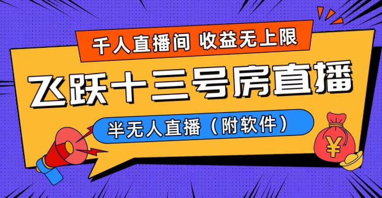 爆火飞跃十三号房半无人直播，一场直播上千人，日入过万！-轻创社