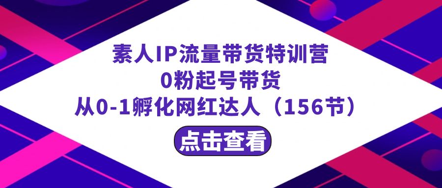 繁星·计划素人IP流量带货特训营：0粉起号带货 从0-1孵化网红达人-轻创社