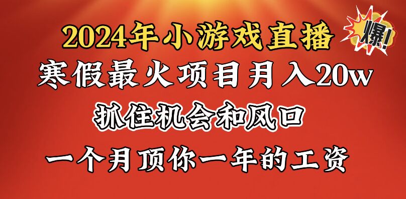 2024年寒假爆火项目，小游戏直播月入20w+，学会了之后你将翻身-轻创社