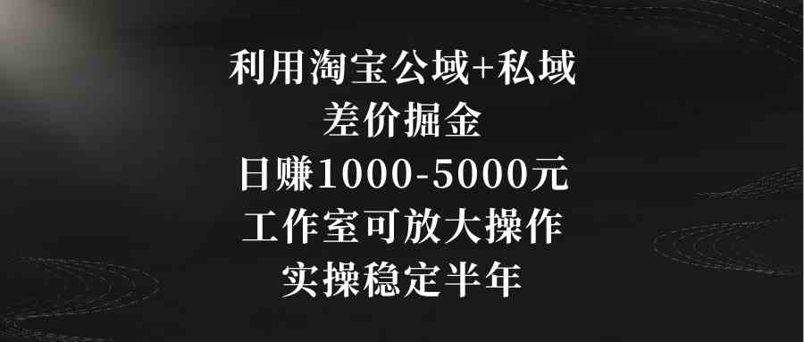 利用淘宝公域+私域差价掘金，日赚1000-5000元，工作室可放大操作，实操…-轻创社