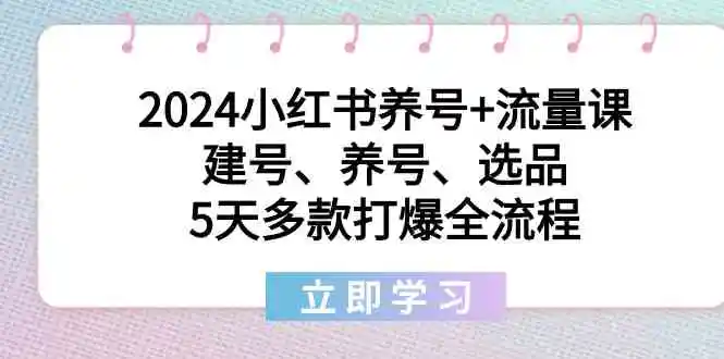 2024小红书养号+流量课：建号、养号、选品，5天多款打爆全流程-轻创社