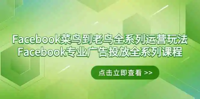 Facebook-菜鸟到老鸟全系列运营玩法+Facebook-专业广告投放全系列课程-轻创社