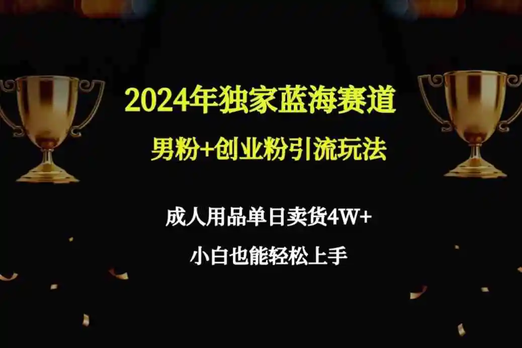 2024年独家蓝海赛道男粉+创业粉引流玩法，成人用品单日卖货4W+保姆教程-轻创社