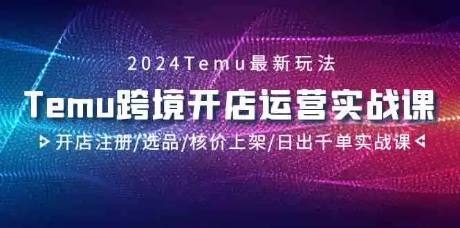 2024Temu跨境开店运营实战课，开店注册/选品/核价上架/日出千单实战课-轻创社