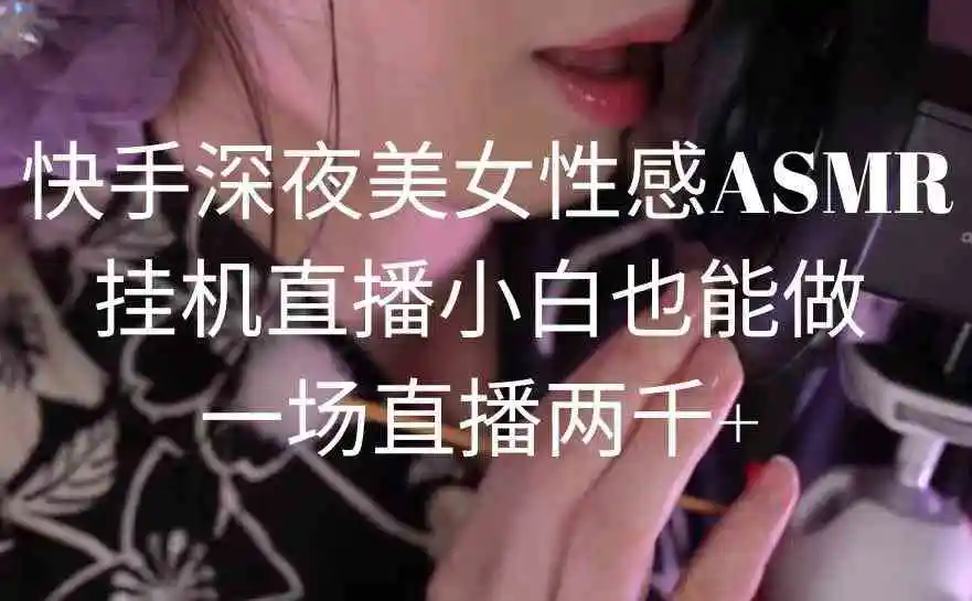 快手深夜美女性感ASMR挂机直播，小白也能做，一场直播两千+-轻创社